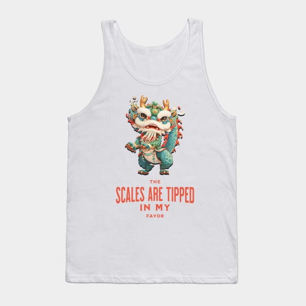 Dragon's Favor: Scales Tipping in Orange, Gold & Teal Tank Top by YUED